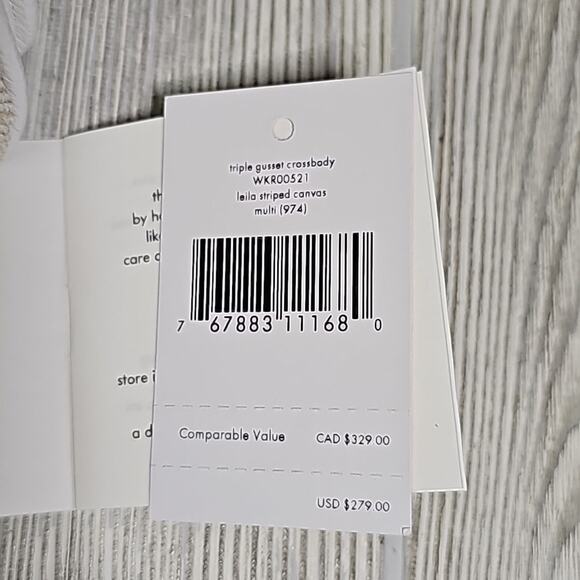 Kate Spade New York Leila Striped Canvas Triple Gusset Crossbody Purse NWT - Picture 5 of 9